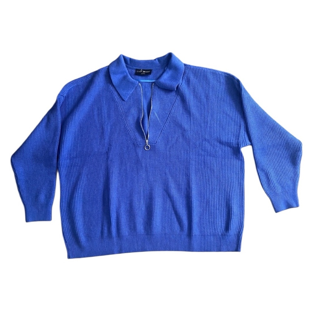 Lane Bryant Blue Half-Zip Ribbed Pullover Long Sleeve Sweater Size 22/24 Office